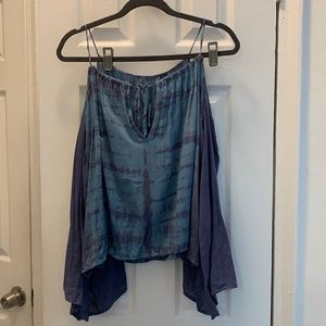 Blue Life Cold shoulder Tie Dye top
